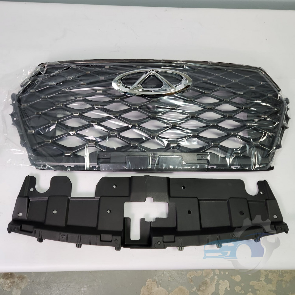 Решетка радиатора 602001813AA (602001812AA) Chery в сборе с передней накладкой и эмблемой